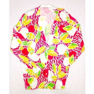 J.Crew Colorful Leaf V-Neck Cardigan